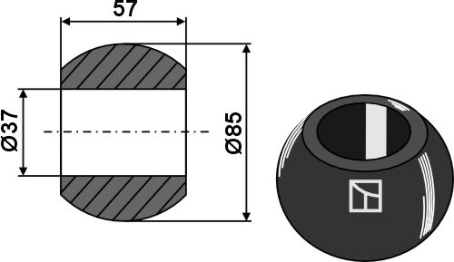 Kugle for liftarm - Cat. IV-III - BLACK LINE