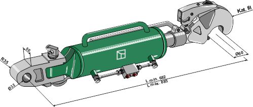 Hydraulischer Oberlenker mit Fanghaken und Gelenkkopf