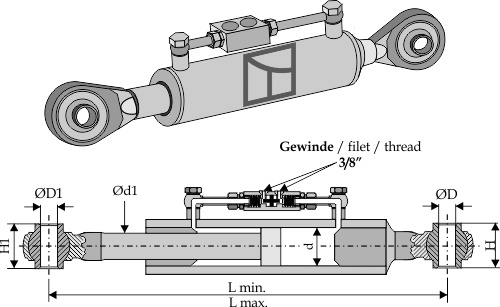 Hydraulischer Oberlenker mit Spindel