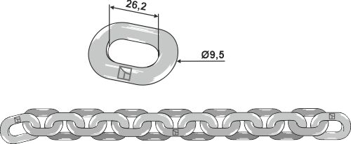 Kratzbodenkette - 9,5x26,2 - D5 geeignet für: Krone