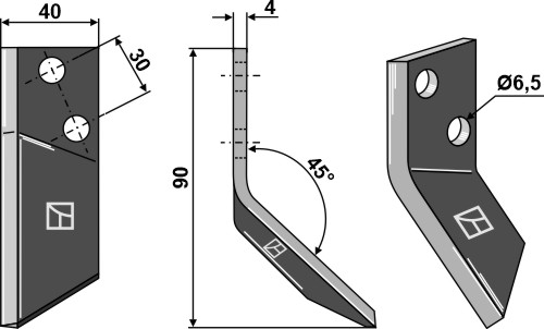 Futtermischwagenmesser, links geeignet für: Walker Cuchillas para carro mezclador de forraje