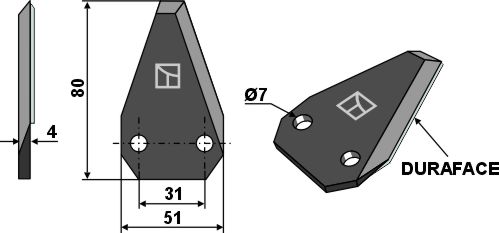 Fodder mixer knives, right - DURAFACE geeignet für: Sgariboldi Fodder mixer knives
