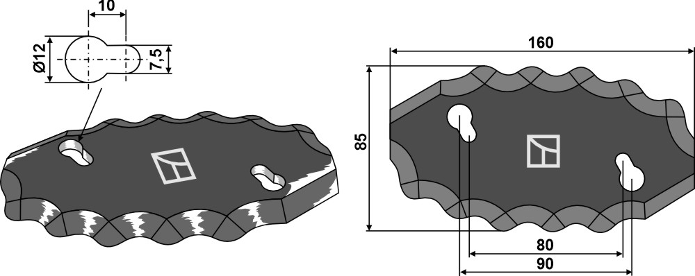 Futtermischwagenmesser, rechts geeignet für: Walker Cuchillas para carro mezclador de forraje