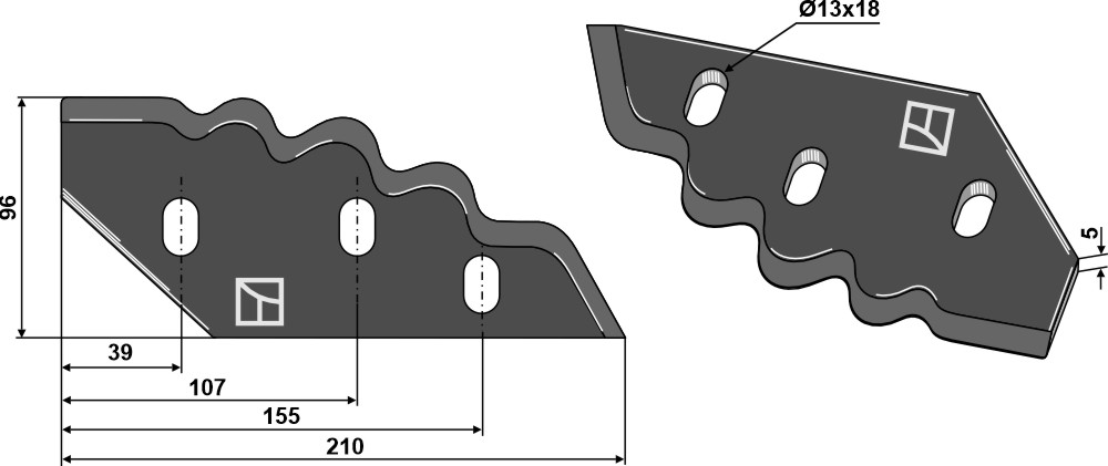 Futtermischwagenmesser, rechts - Hartmetall beschichtet geeignet für: Sgariboldi Cuchillas para carro mezclador de forraje