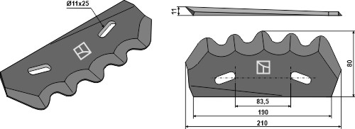 Futtermischwagenmesser - Hartmetallbeschichtet, rechts geeignet für: Strautmann Faca para distribuidor de palha