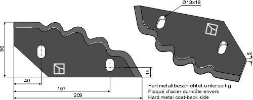 Food mixer knives - hard metal faced - right geeignet für: Sgariboldi Fodder mixer knives