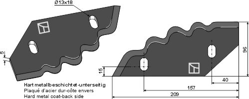 Food mixer knives - hard metal faced - left geeignet für: Sgariboldi Fodder mixer knives