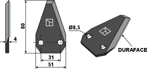 Fodder mixer knives, right - DURAFACE geeignet für: Sgariboldi Fodder mixer knives
