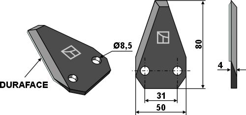 Fodder mixer knives, left - DURAFACE geeignet für: Sgariboldi Fodder mixer knives