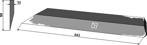 Seitenmesser 443mm - rechte Ausführung geeignet für: Agrostroj Schneidezangenmesser