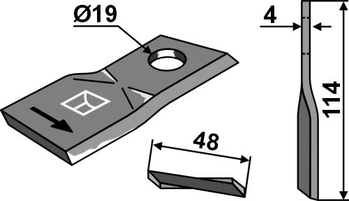 Rotorklinge 114x48mm geeignet für: Kverneland Rotorklingen 