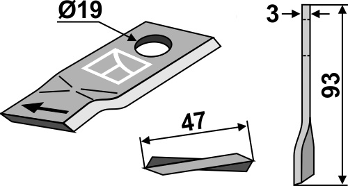Rotorklinge 93x47mm geeignet für: Kverneland Rotorklingen 