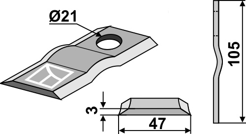 Rotorklinge 105x47mm geeignet für: Kverneland Rotorklingen 