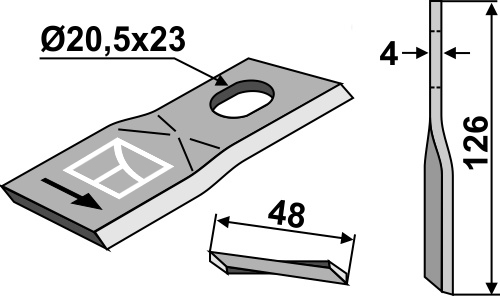 Rotorklinge 126x48mm geeignet für: Kverneland Rotorklingen 