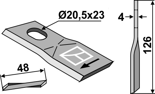 Rotorklinge 126x48mm geeignet für: Kverneland Rotorklingen 