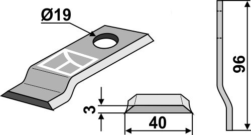 Rotorklinge 96x40mm geeignet für: Kverneland Rotorklingen 