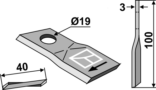Rotorklinge 100x40mm geeignet für: B.C.S. Rotorklingen 