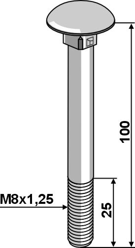 Flachrundschraube M8x1,25x100 verzinkt ohne Mutter