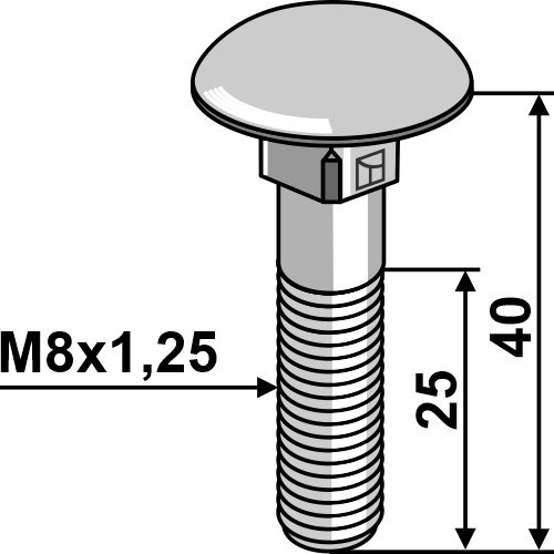 Flachrundschraube M8x1,25x40 verzinkt ohne Mutter