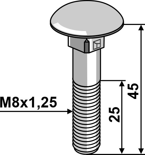 Flachrundschraube M8x1,25x45 verzinkt ohne Mutter