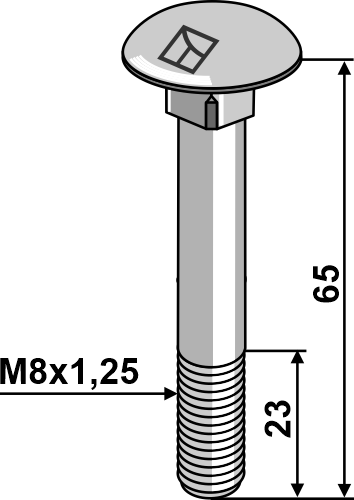 Flachrundschraube M8x1,25x65 verzinkt mit Mutter