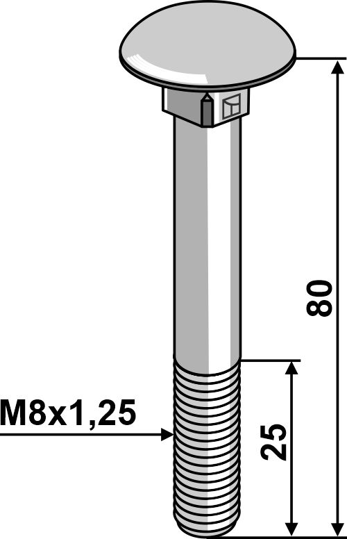Flachrundschraube M8x1,25x80 verzinkt ohne Mutter