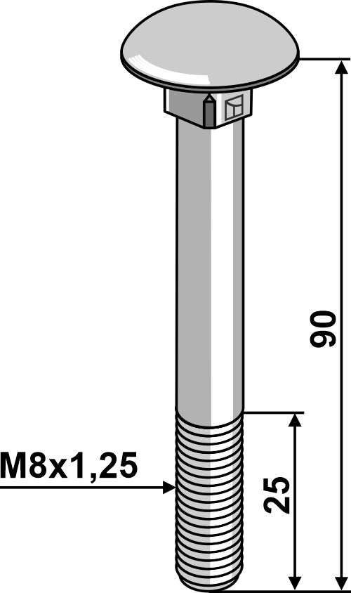 Flachrundschraube M8x1,25x90 verzinkt ohne Mutter