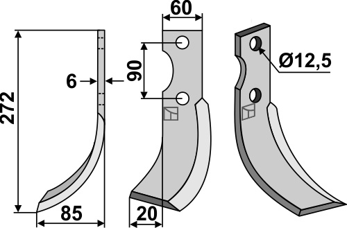 Fräsmesser 272x60mm, links geeignet für: Adriatica blade 