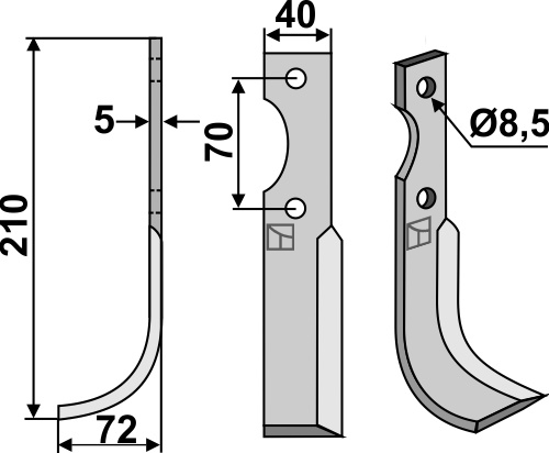 Fräsmesser 210x40mm, links geeignet für: Adriatica blade 