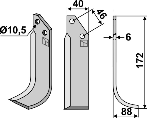 Fräsmesser 172x40mm, rechts geeignet für: Adriatica blade 