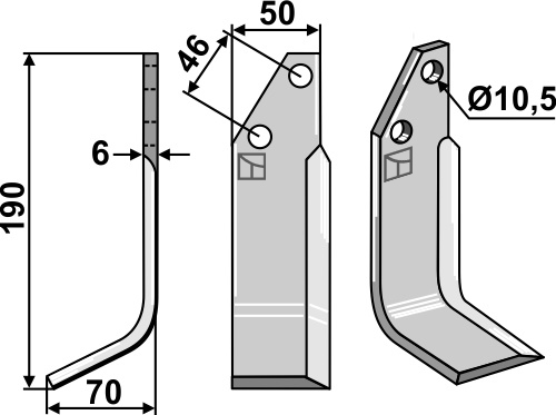 Fräsmesser 195x50mm, links geeignet für: Adriatica blade 