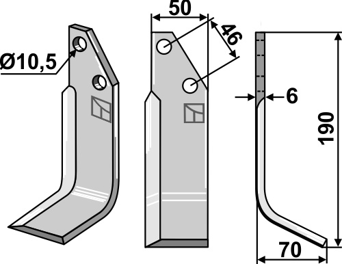 Fräsmesser 195x50mm, rechts geeignet für: Adriatica blade 