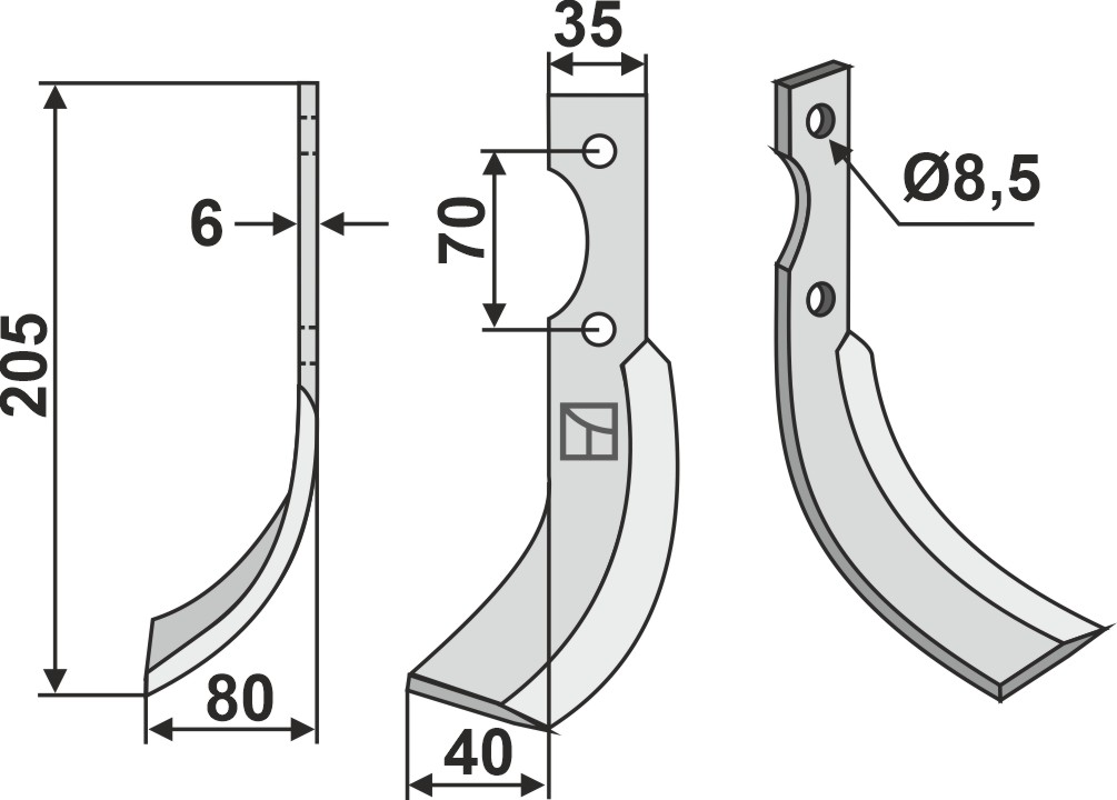 Fräsmesser 205x35mm, links geeignet für: Adriatica blade 