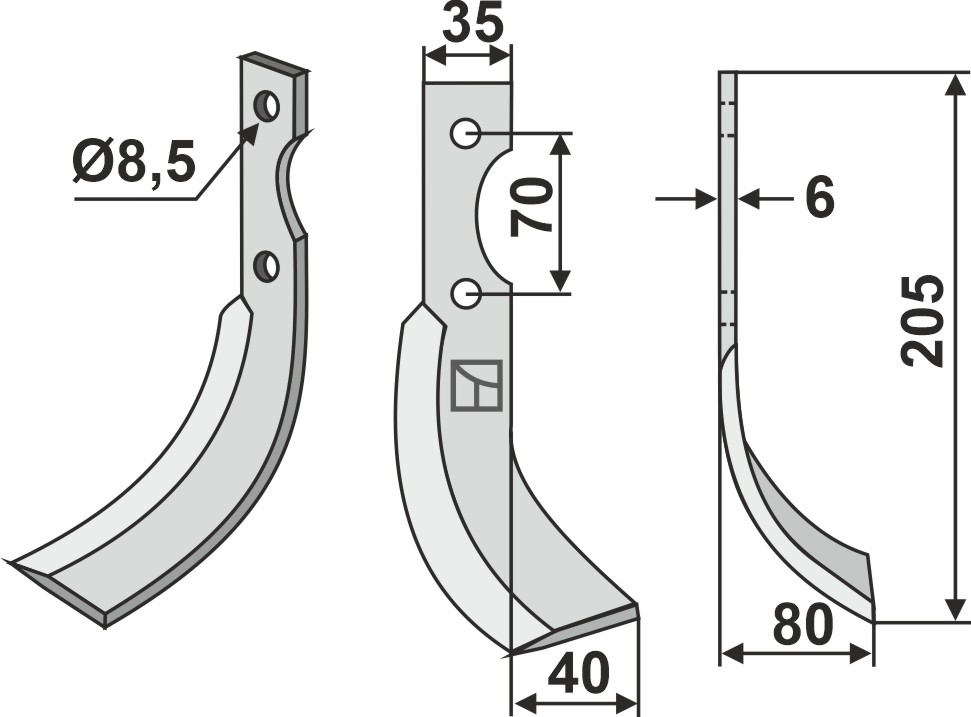 Fräsmesser 205x35mm, rechts geeignet für: Adriatica blade 
