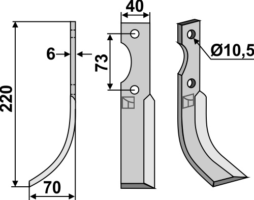 Fräsmesser, linke Ausführung geeignet für: Agrimac blade 
