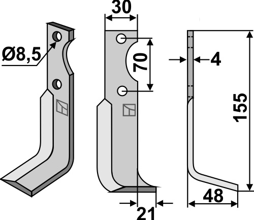 Fräsmesser, rechte Ausführung geeignet für: Agria cuchilla y cuchilla de rotavator