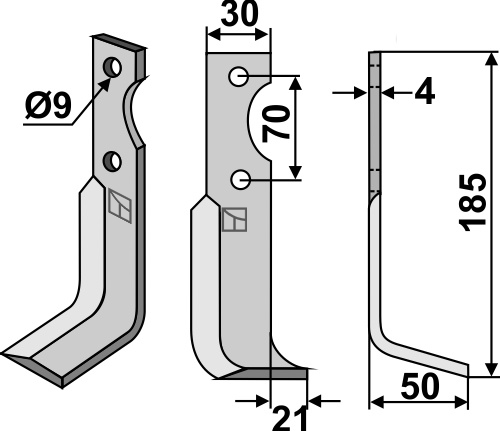 Fräsmesser 185x30mm, rechts geeignet für: Agria blade and rotary tine