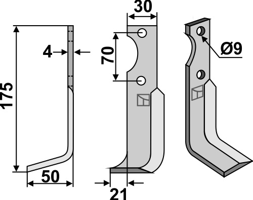 Fräsmesser, linke Ausführung geeignet für: Agria couteau de fraise et dent rotative