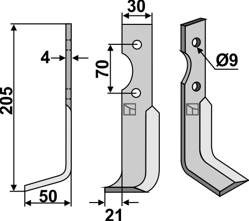 Fräsmesser 205x30mm, links geeignet für: Agria blade and rotary tine