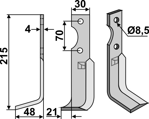 Fräsmesser, linke Ausführung geeignet für: Agria blade and rotary tine