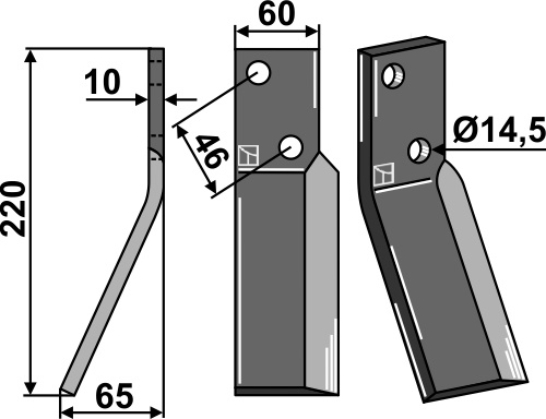 Rotorzinken, linke Ausführung geeignet für: Agric nóż glebogryzark