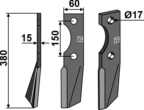 Rotorzinken, linke Ausführung geeignet für: Alpego cuchilla y cuchilla de rotavator