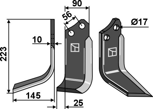 Freesmes 223x90mm, links geeignet für: Alpego freesmes en rotortanden