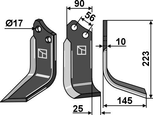 Rotortanden 223x90mm, rechts geeignet für: Alpego freesmes en rotortanden