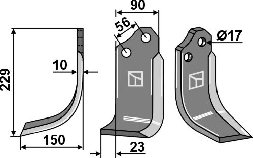 Rotortanden 229x90mm, links geeignet für: Alpego freesmes en rotortanden