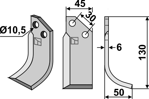 Fräsmesser, rechte Ausführung geeignet für: Badalini Fräsmesser und Rotorzinken