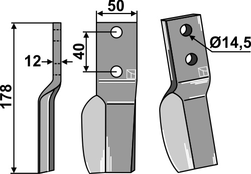 Rotorzinken - linke Ausführung geeignet für: Badalini Fräsmesser und Rotorzinken