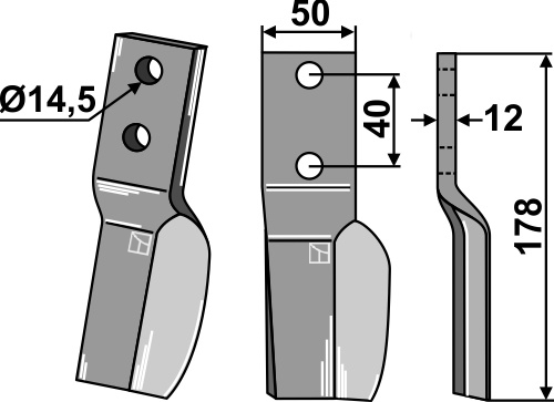 Rotorzinken - rechte Ausführung geeignet für: Badalini Fräsmesser und Rotorzinken
