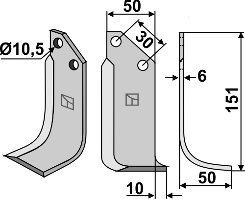 Fräsmesser, rechte Ausführung geeignet für: Badalini cuchilla y cuchilla de rotavator