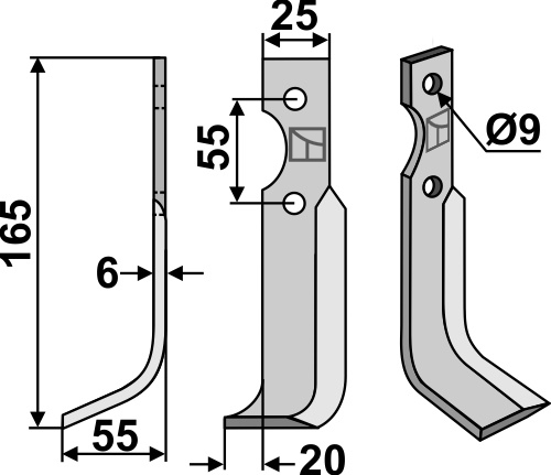 Fräsmesser, linke Ausführung geeignet für: Agria cuchilla y cuchilla de rotavator